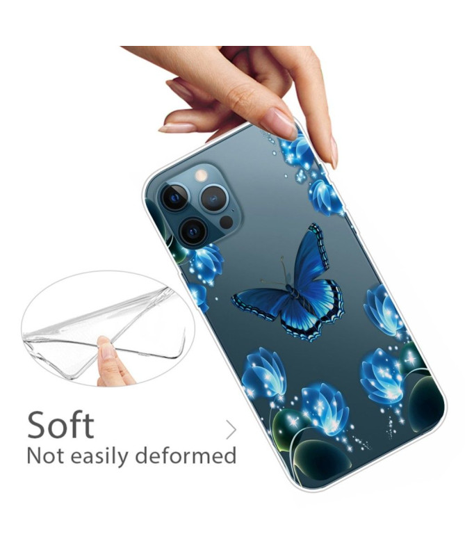 Coque iPhone 13 Pro Max Papillon Bleu