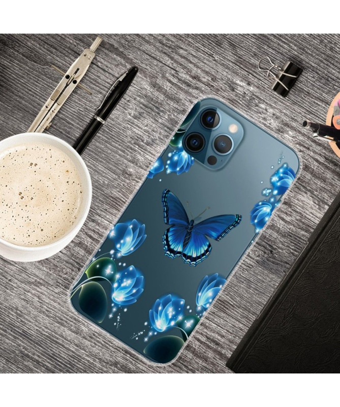 Coque iPhone 13 Pro Max Papillon Bleu