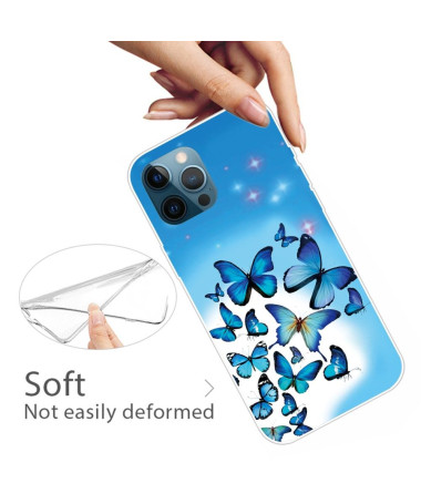 Coque iPhone 13 Pro Max Papillons Bleus