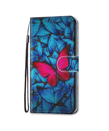 Housse iPhone 13 Pro Max Papillons bleus et rose