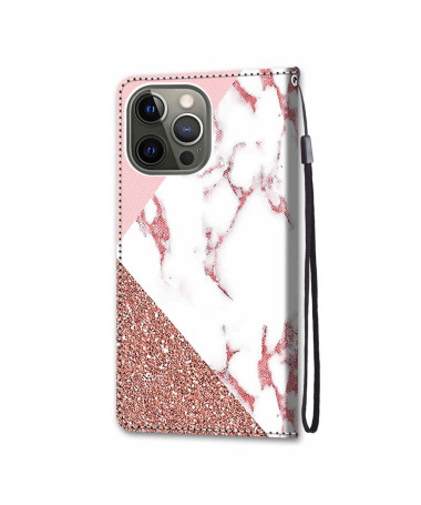 Housse iPhone 13 Pro Max marbre paillettes