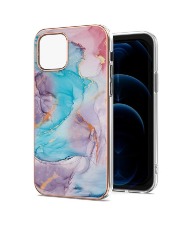 Coque iPhone 13 Pro marbre coloré bleu