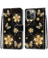 Housse iPhone 13 Pro Papillons et fleurs dorées
