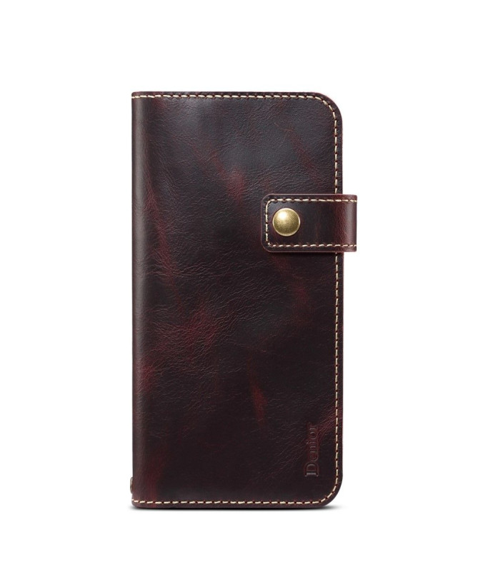 Housse iPhone 13 mini cuir vintage coutures