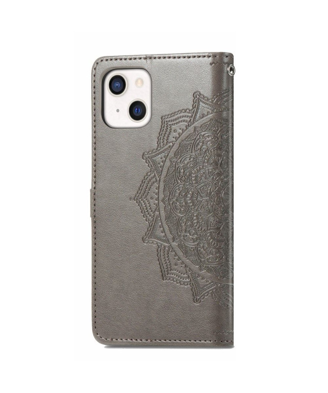 Housse iPhone 13 mini Mandala relief en simili cuir