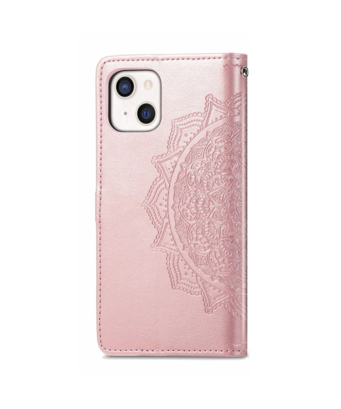 Housse iPhone 13 mini Mandala relief en simili cuir