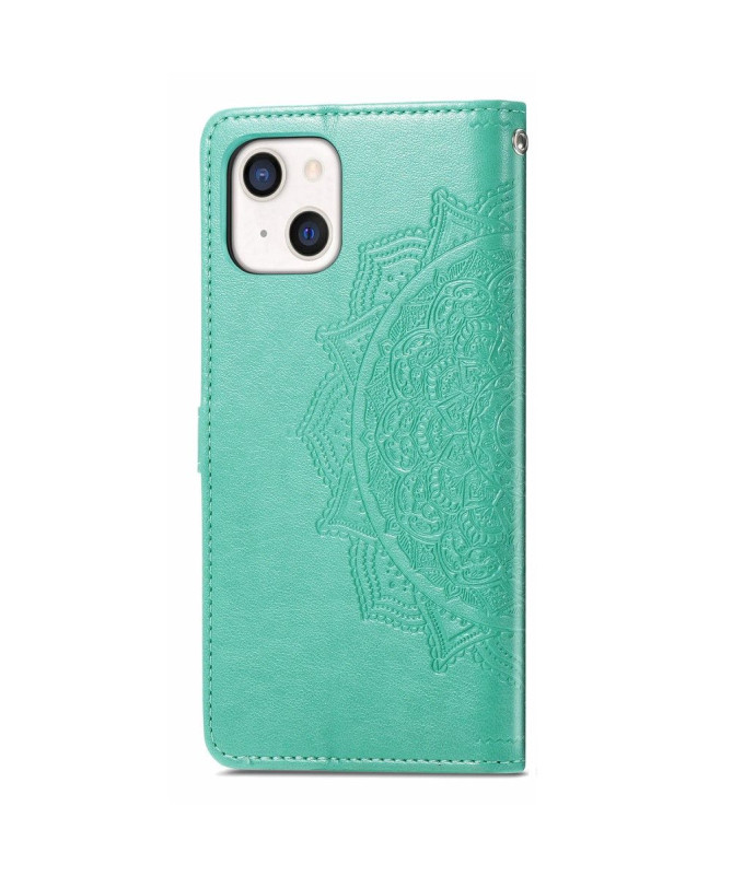 Housse iPhone 13 mini Mandala relief en simili cuir