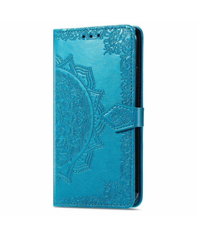 Housse iPhone 13 mini Mandala relief en simili cuir