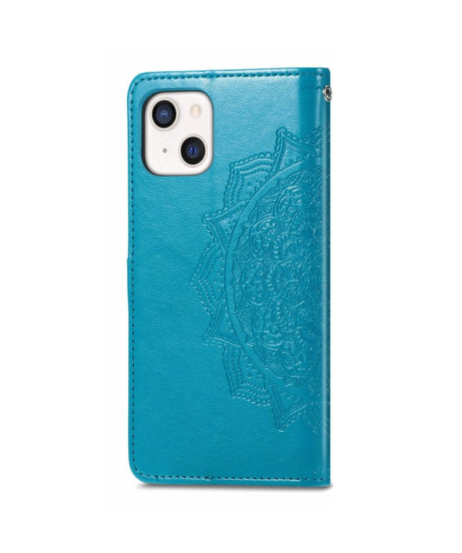 Housse iPhone 13 mini Mandala relief en simili cuir