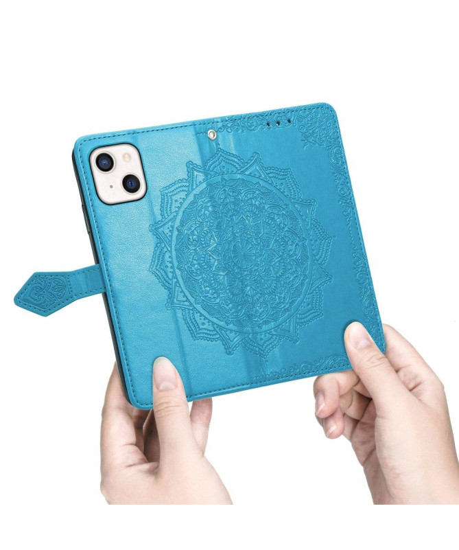 Housse iPhone 13 mini Mandala relief en simili cuir