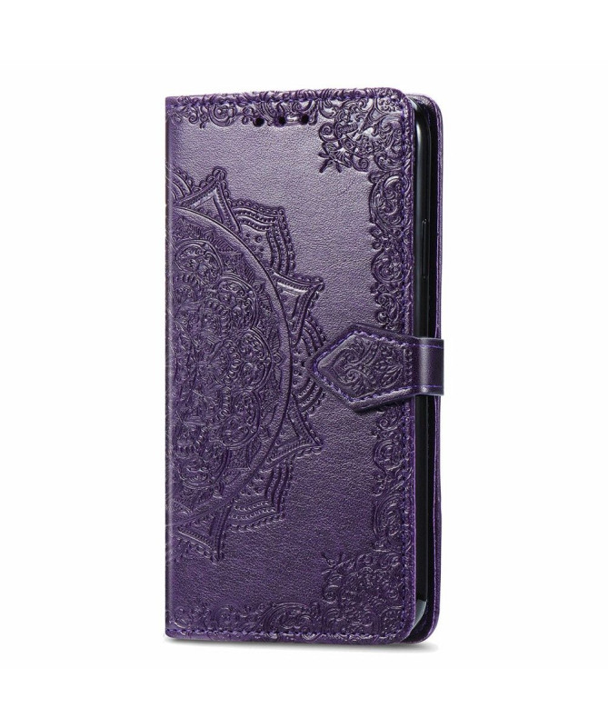 Housse iPhone 13 mini Mandala relief en simili cuir