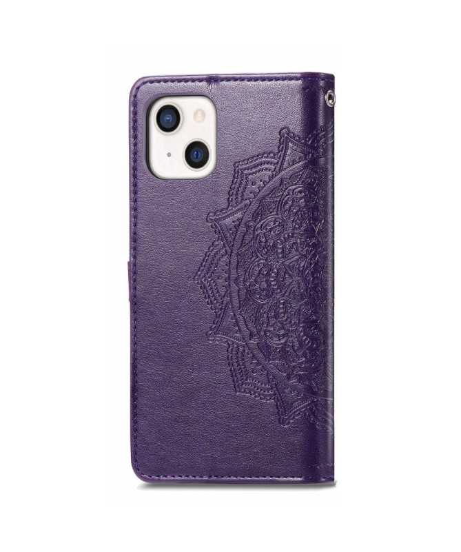 Housse iPhone 13 mini Mandala relief en simili cuir