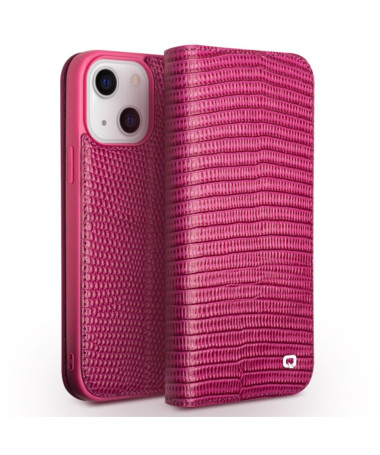 Housse iPhone 13 cuir véritable effet croco