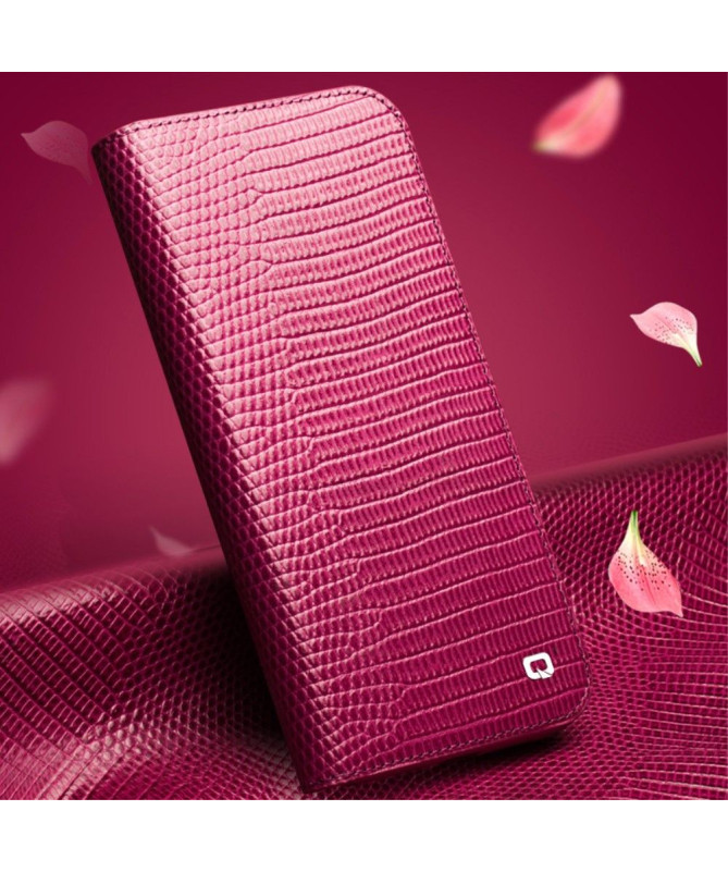 Housse iPhone 13 cuir véritable effet croco
