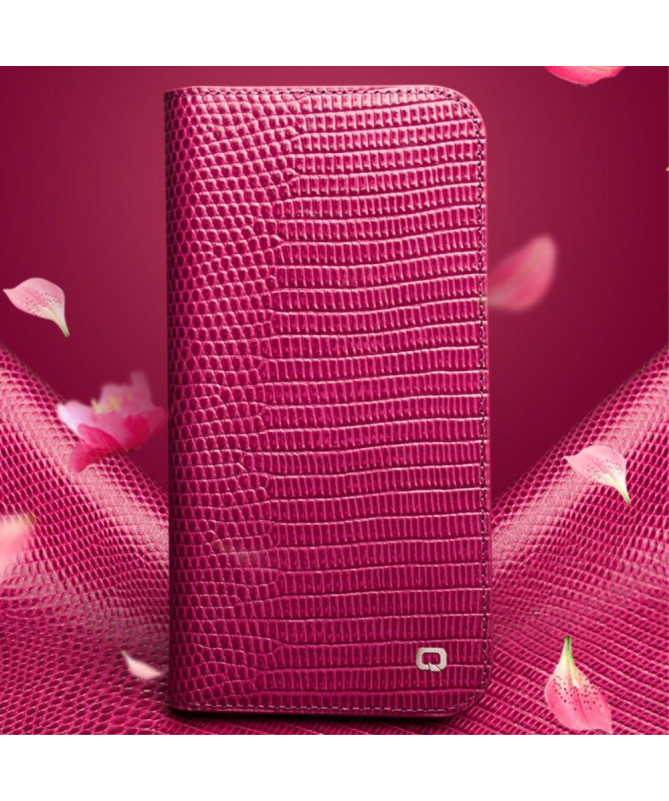 Housse iPhone 13 cuir véritable effet croco
