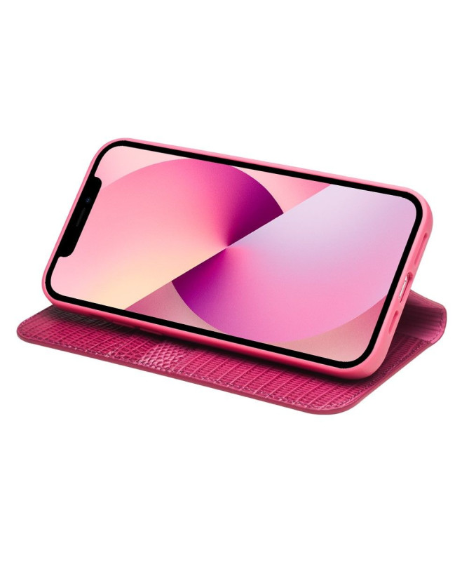 Housse iPhone 13 cuir véritable effet croco