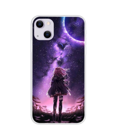 Coque iPhone 13 Illustration fille pleine lune