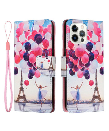 Housse iPhone 13 Pro Tour Eiffel Fille Ballon