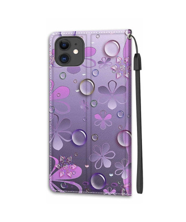 Housse iPhone 11 Illustration fleurs violettes