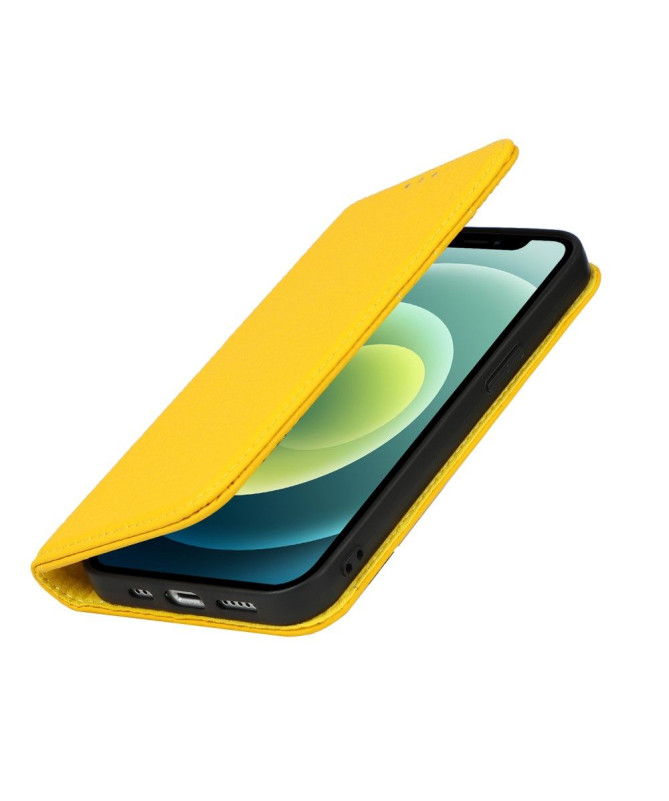 Housse iPhone 13 cuir grainé avec lanière