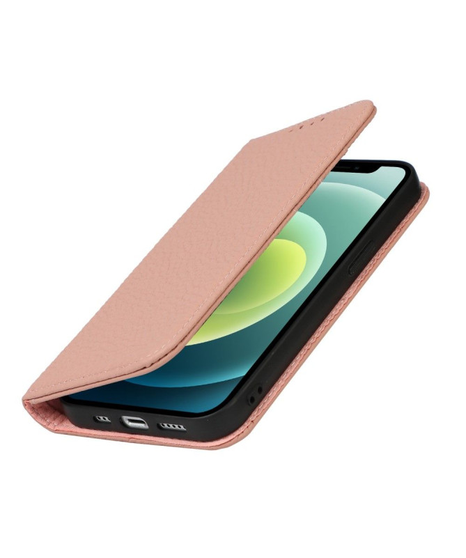 Housse iPhone 13 cuir grainé avec lanière