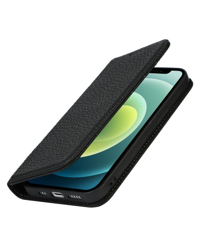 Housse iPhone 13 cuir grainé avec lanière