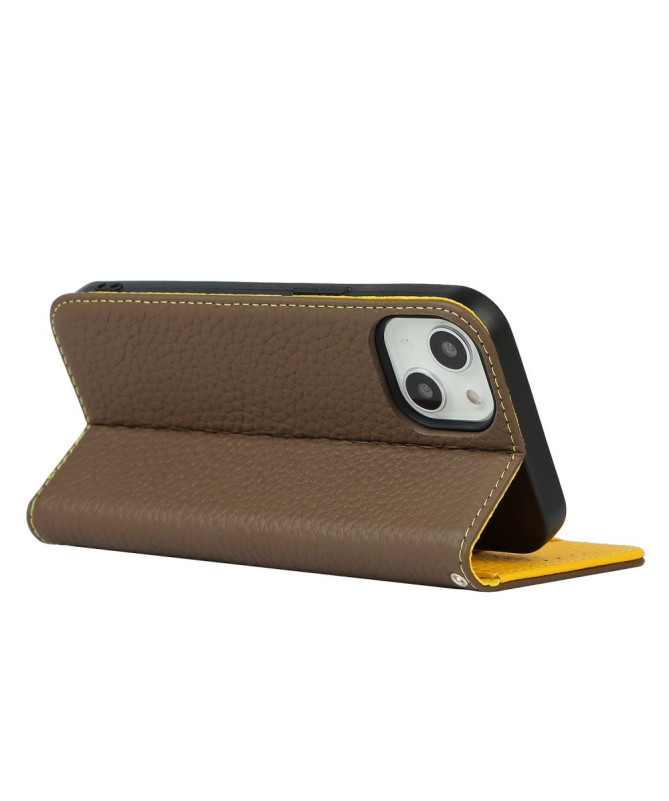 Housse iPhone 13 cuir grainé avec lanière