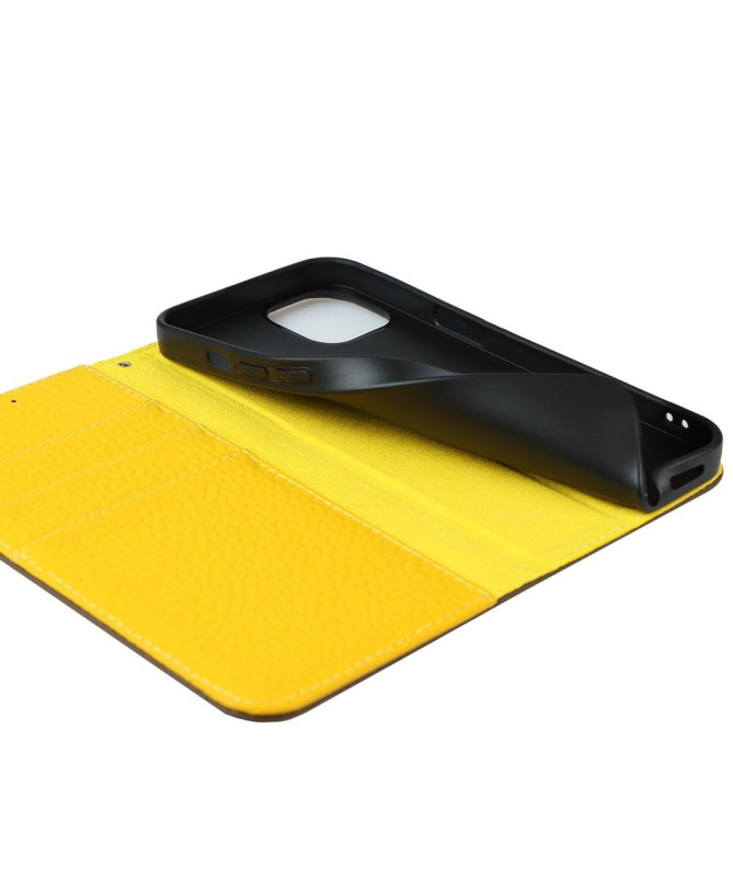 Housse iPhone 13 cuir grainé avec lanière