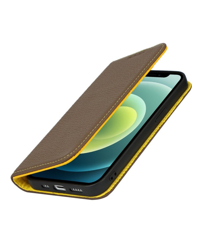 Housse iPhone 13 cuir grainé avec lanière