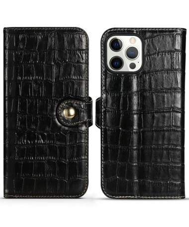 Housse iPhone 13 Pro Cuir véritable aspect croco