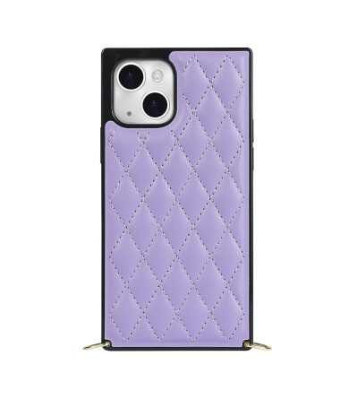 Coque iPhone 13 Effet Cuir Matelassé et Cordon