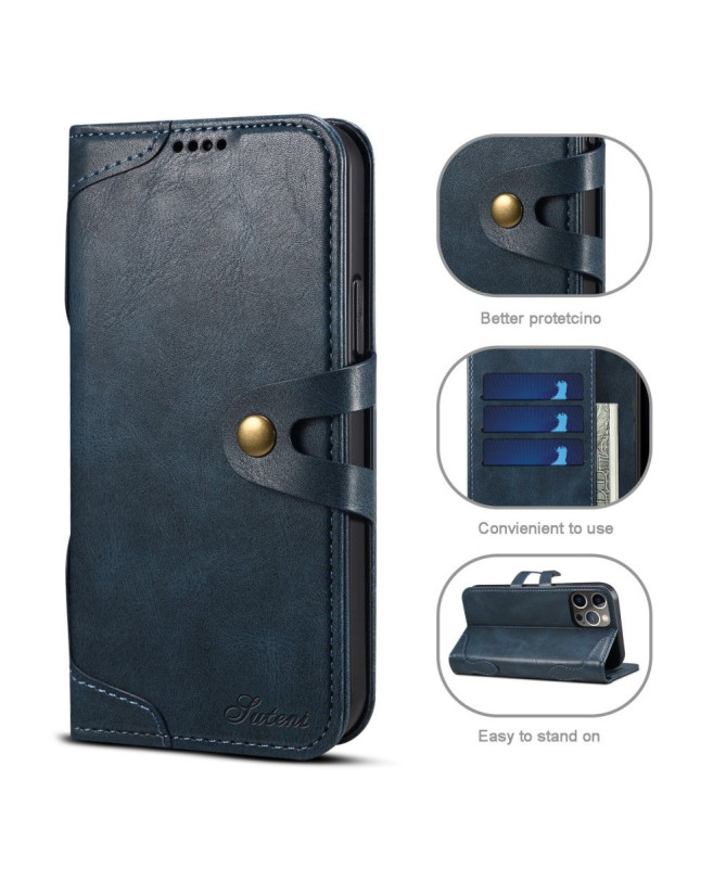 Étui iPhone 13 SUTENI effet cuir coutures