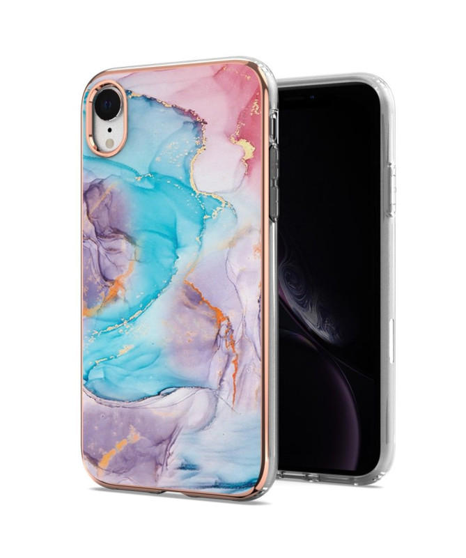 Coque iPhone XR marbre coloré bleu