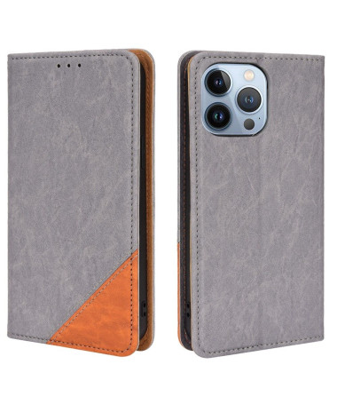 Housse iPhone 13 Pro Max flip cover simili cuir rétro