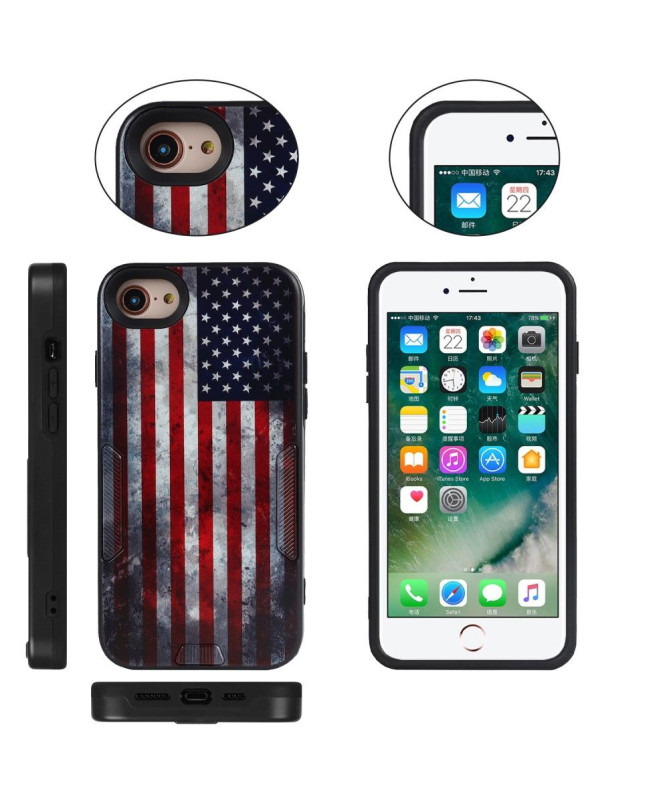 Coque iPhone SE 2022 / 2020 Drapeau Américain Vintage