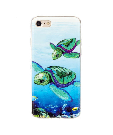 Coque iPhone SE 2022 / 2020 Fluorescente Tortues