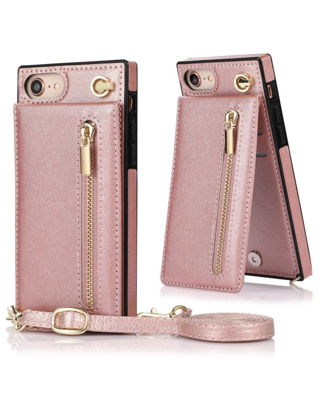 Coque iPhone SE 2022 / 2020 Porte-Cartes Business à cordon