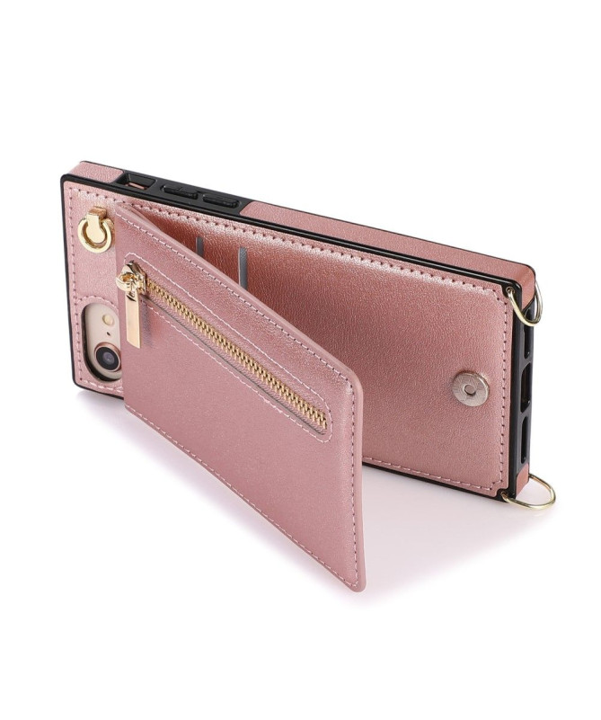 Coque iPhone SE 2022 / 2020 Porte-Cartes Business à cordon