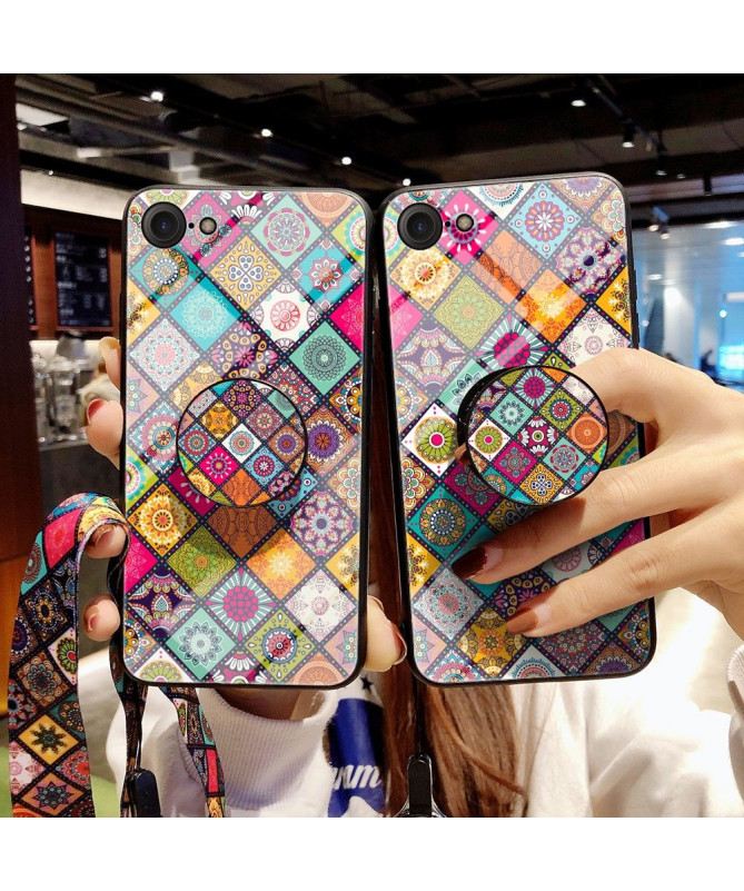 Coque iPhone SE 2022 / 2020 Kaleidoscope Mandala avec support