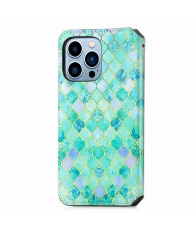 Housse iPhone 13 Pro Rabat Flip Motif Arabesque