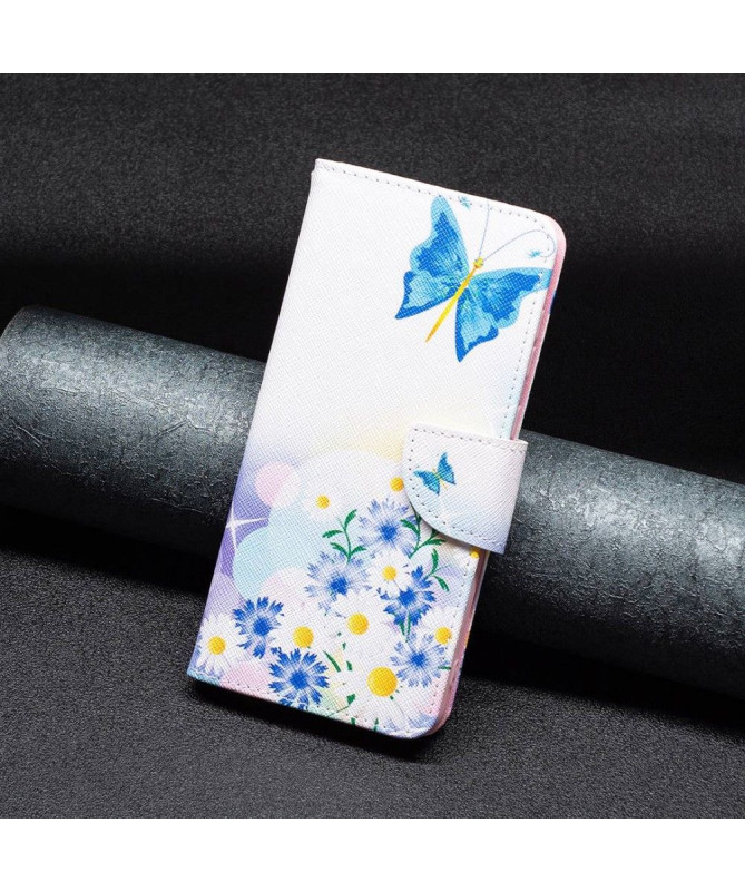 Housse iPhone 14 Plus papillon et marguerites