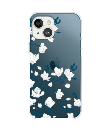 Coque iPhone 14 Plus fleurs blanches