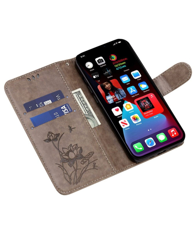Housse iPhone 14 Pro Max Illustration fleurs de lotus