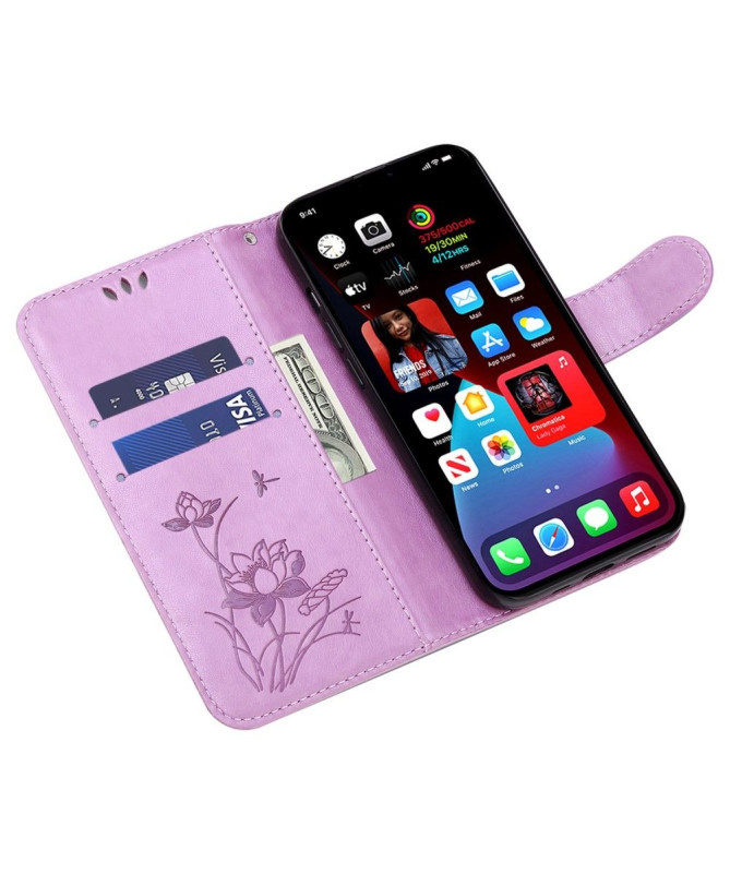Housse iPhone 14 Pro Max Illustration fleurs de lotus