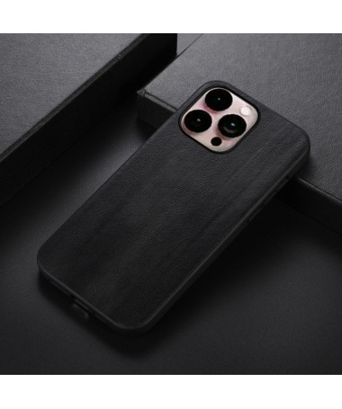 Coque iPhone 14 Pro Max effet cuir style bois