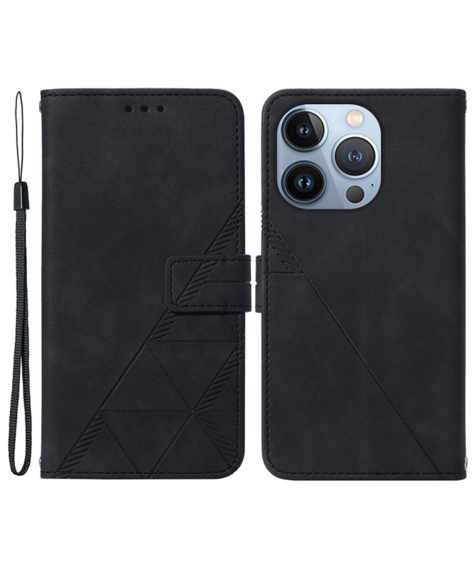 Housse iPhone 14 Pro Max effet cuir design géométrique