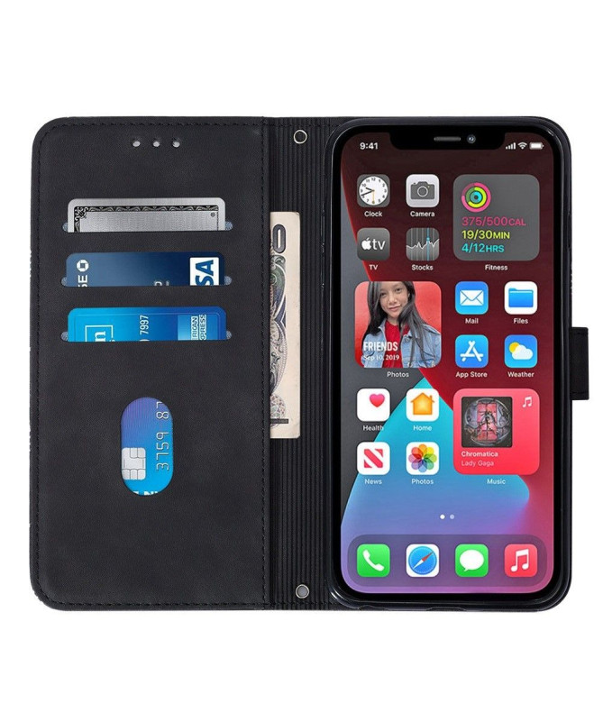 Housse iPhone 14 Pro Max effet cuir design géométrique