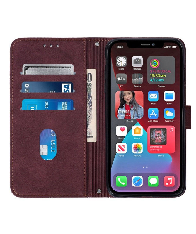 Housse iPhone 14 Pro Max effet cuir design géométrique