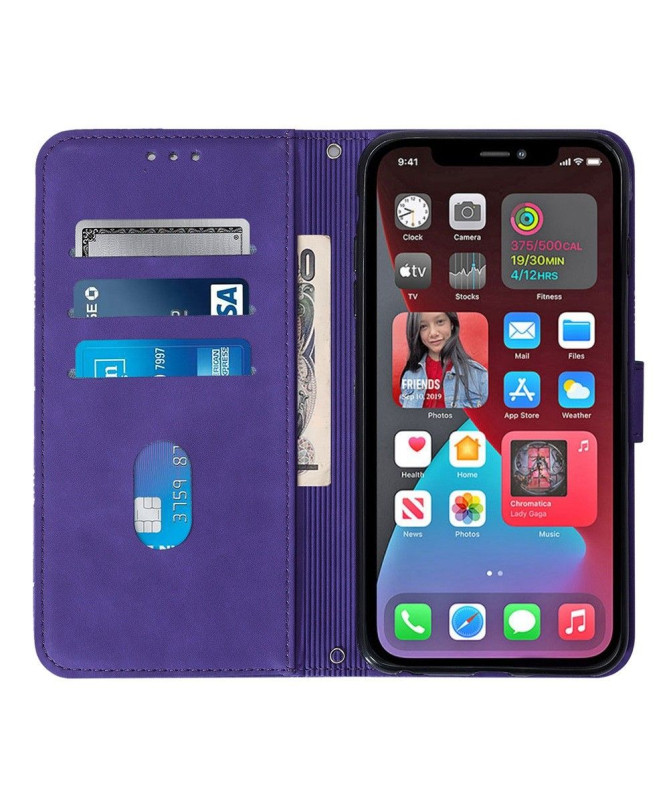 Housse iPhone 14 Pro Max effet cuir design géométrique