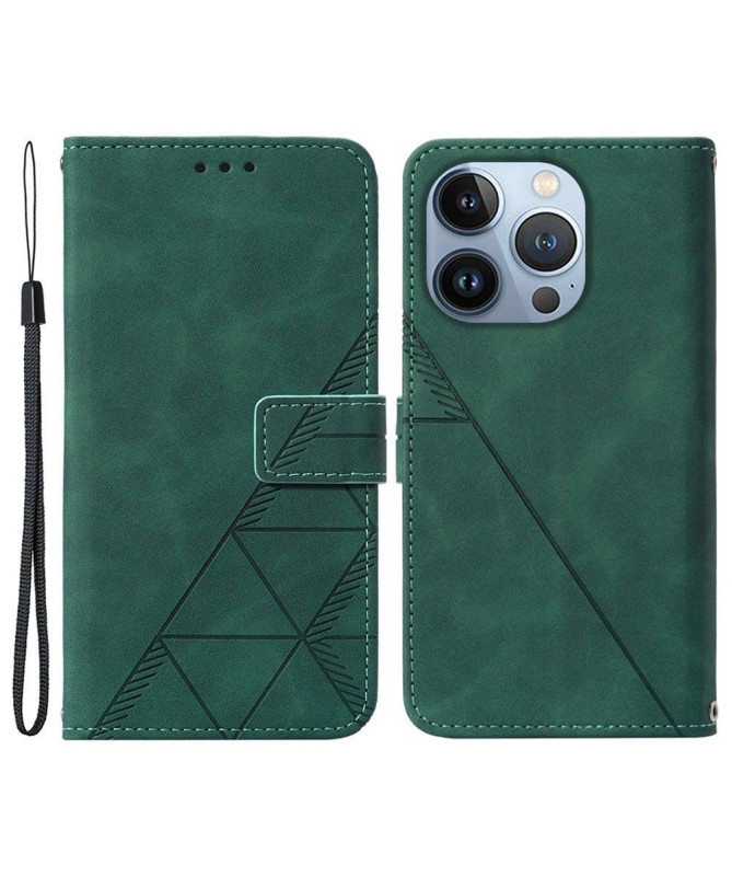Housse iPhone 14 Pro Max effet cuir design géométrique